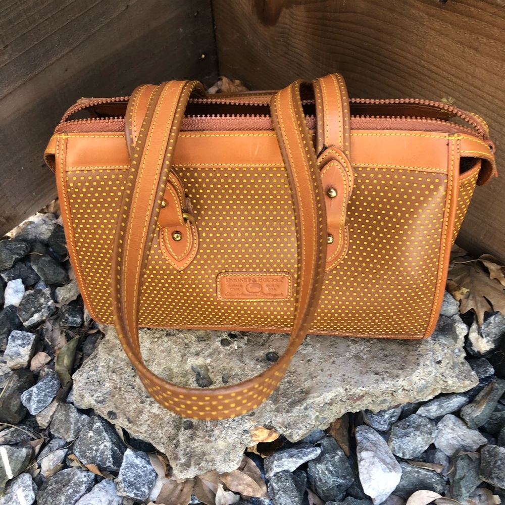 Dooney & Bourke Vantage Light Brown W/Yellow Dots